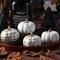 4Pcs White and Gold Halloween Pumpkin Decor, Modern White Pumpkins